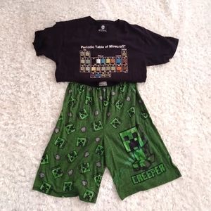 Mind craft pajama bottoms and tshirt